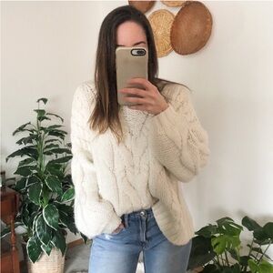 Aerie Cream Cable Knit Sweater